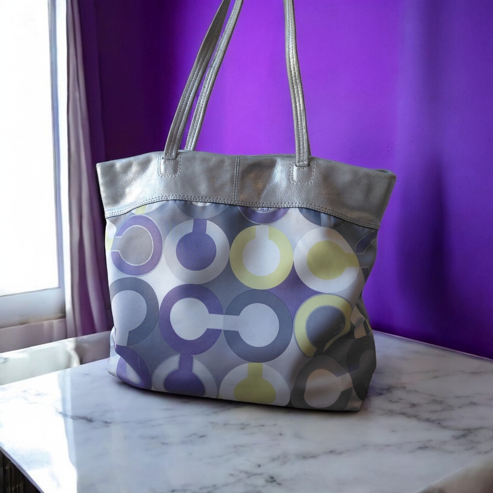 Coach Julia Op Art Signature Shoulder Tote - Picture 3 of 14